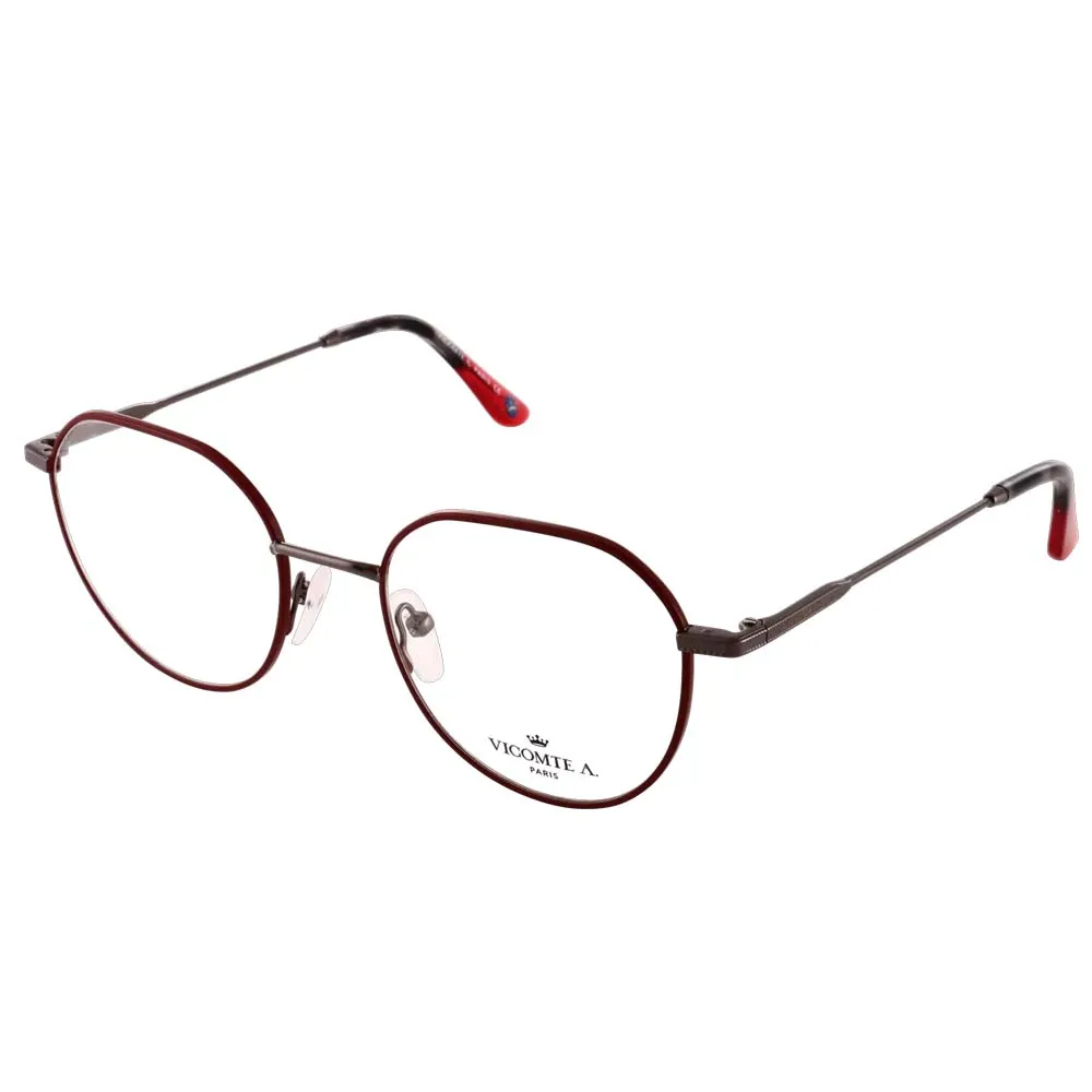 Lunettes de vue VICOMTE A VA40158 C01 – Ruthénium satiné + gris + rouge