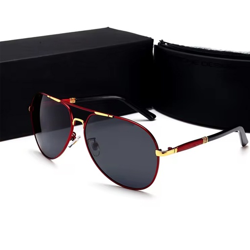 [T-125 C4] Lunettes de Soleil homme T-125 C4 - Noir/Rouge
