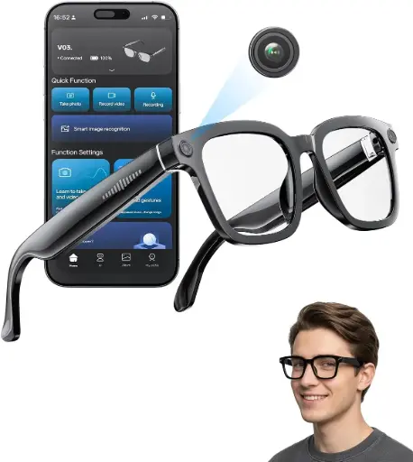 Lunettes connectées Onkelyim – Caméra HD, IA & Bluetooth