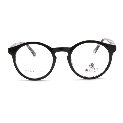 [M1649 C3 47-22-142] Lunettes de vue M1649 C3 47-22-142 avec clip - Noir/Multicolore