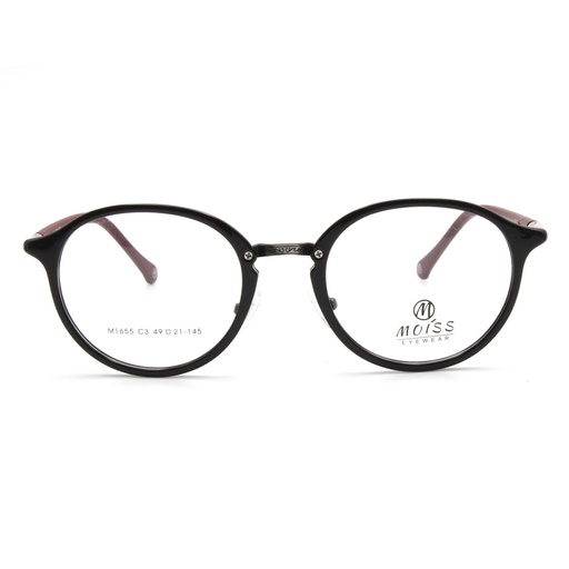 [M1655 C3 49-21-145] Lunettes de vue M1655 C3 49-21-145 avec clip - Noir/Rouge